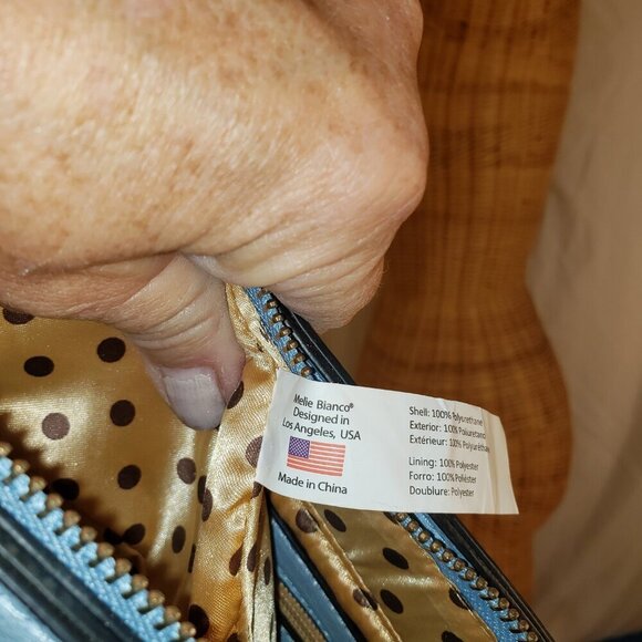 Melie Biaco Women's Vegan Blue Leather Shoulder Bag/Crossbody w/Gold Hardware - Picture 12 of 15